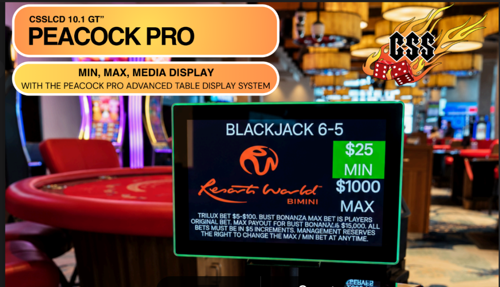 Peacock Pro 10.1 Min-Max Table Game Display - Casino Supplies and Services, Las Vegas, NV